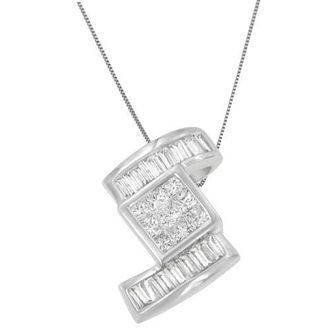 House of Brilliance 14K White Gold 1 2/5 Cttw Diamond Zig Zag Pendant Necklace at Nordstrom