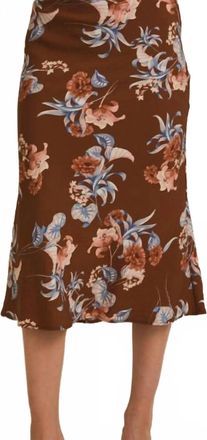Gilli Midnight Blossom Midi Skirt In Brown Floral