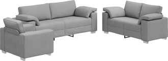 vidaXL Sofa 3 pcs Cloud Grey Fabric vidaXL