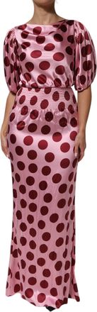 Dolce & Gabbana Womens Dot Silk Dress - Pink - Size EU 40 (Womens)