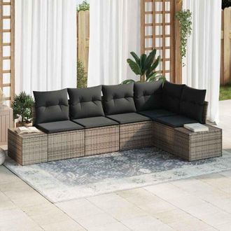vidaXL Conjunto De Sof&aacute; De Jard&iacute;n 5 Pcs Gris Polirat&aacute;n Vidaxl