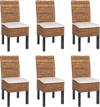 Hhg Hhg - Nunca Usado] Lote De 6 Sillas De Comedor Silla De Mimbre M69 Silla Bali Mimbre Banana, Oscuro, Con Coj&iacute;n