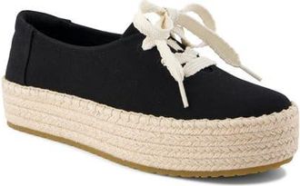 Toms Valencia Lace-Up Platform Espadrille in Black at Nordstrom, Size 9.5