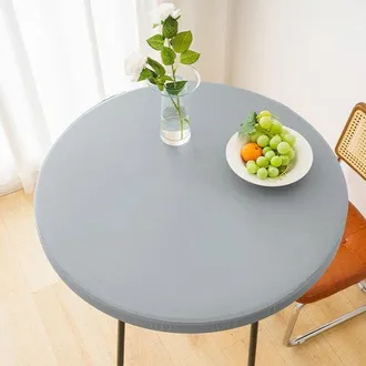 OEM 1 Funda Redonda Impermeable Para Mesas Auxiliares De Exterior - Mantel De Vinilo Para Comer En La Terraza - 60 Cm - Gris