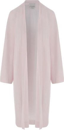 SA SU PHI Lange Open Kasjmier en Zijde Knit - Dames - Cashmere truien - Roze - L - Kasjmier - Truien & Vesten