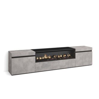 Skraut Home Skraut Home - Mueble Tv, Televisi&oacute;n, Muebles De Sal&oacute;n, Almacenaje, 200x45x35cm, Para Tv Hasta 80, Chimenea El&eacute;ctrica, Estilo Moderno, Gris Cemento