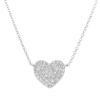 Diamant L'éternel 9ct witgoud 0,15 ct pave set diamanten hart hanger ketting met een lengte van 41 cm