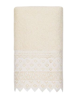 Linum Home Textiles 100% Turkish Cotton Aiden White Lace Embellished Hand Towel