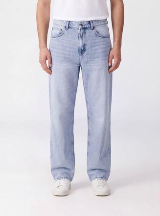 Les Deux Jeans straight fit a vita media in denim di cotone con design a cinque tasche