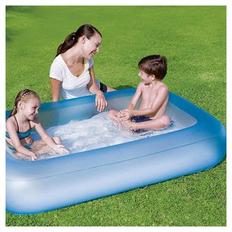 Trade Shop Trade Shop - Piscina Gonfiabile Rettangolare 165 X 104 X 25 Cm Con Fondo Gonfiabile Bambini - Azul