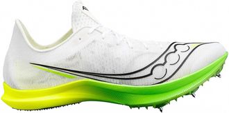 Saucony Womens Endorphin Cheetah Spike Shoes In White Slime