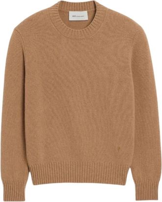 Ami Truien & Vesten, Heren, Beige, S, Trui met ronde hals en ton-sur-ton Ami de Coeur