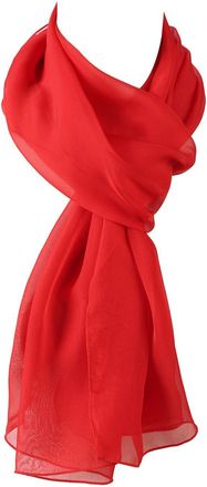 World of Shawls Chiffon Scarves Wraps for Wedding Party Special Occasions Women Plain Neck Scarf Soft Headwrap Girls Headscarf Sheer Wrap (Red)