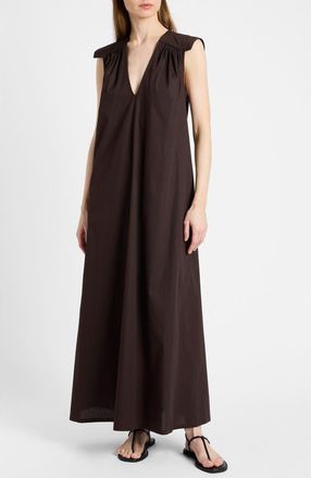 Santorelli Niu Cap Sleeve Maxi Dress in Coffee at Nordstrom, Size X-Small