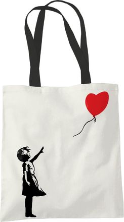 Bang Tidy Clothing Banksy Balloon Girl Tote - Graffiti Wall Art Girl with Balloon on Canvas Tote for Women - Shoulder, Reusable Shopping, Book Bag