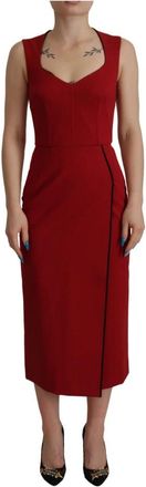 Dolce & Gabbana Rode Bodycon Midi Jurk - Dames - Casual kleedjes - Rood - 2XS - Nylon - Kleedjes