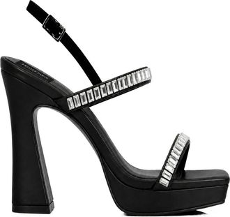 Philipp Plein Schoenen, Dames, Zwart, 40 EU, Leer, Nappa High Heels Sandalen Crystal Castons