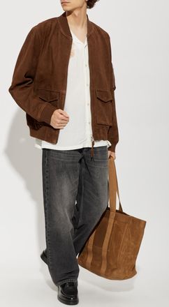 AllSaints Rokko Suede Bomber Jacket, Mens, Brown