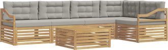 vidaXL Conjunto De Sof&aacute;s De Exterior 6 Uds. Blanco Y Gris Claro Vidaxl