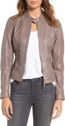 Mauritius Mauritius Leather Lambskin Leather Moto Jacket in Grey at Nordstrom, Size X-Large