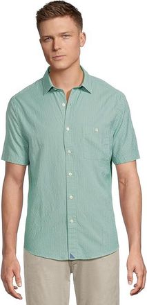 UNTUCKit Performance Short Sleeve Forbes Seersucker Shirt Mens Clothing Green : SM Regular Fit, Cotton/Nylon/Polyester