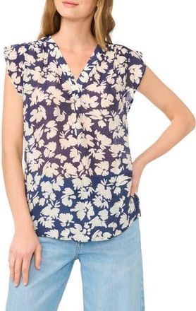 Vince Camuto Flutter Sleeve Top in Navy/Cream at Nordstrom Rack, Size X-Large
