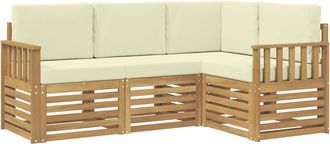 vidaXL Conjunto De Sof&aacute;s De Exterior 4 Uds. Blanco Y Crema Poli&eacute;ster Vidaxl