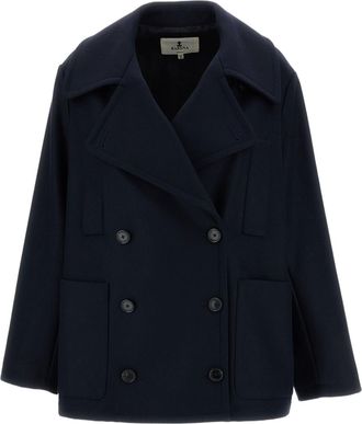 Barena Blue Jack Double-Breasted Wool-Mohair Peacoat
