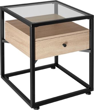 TecTake Mesilla de noche 43x45x54,5cm, madera industrial clara, roble Sonoma