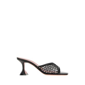 Amina Muaddi Heeled Mules, female, Black, Size: 6 US Lupita Net Slipper 70