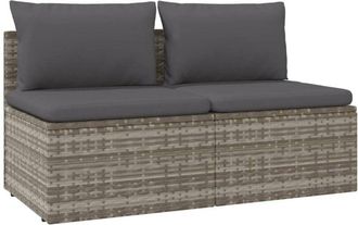 vidaXL Sof&aacute; De Jard&iacute;n De 2 Plazas Con Cojines Rat&aacute;n Sint&eacute;tico Gris Vidaxl