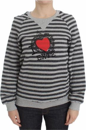 Exte Gestreepte trui met ronde hals - Dames - Sweatshirts - Grijs - S - Katoen - Hoodies & sweatvesten