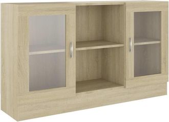 vidaXL Vitrina de madera contrachapada color roble 120x30,5x70 cm Vidaxl