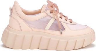 AGL Roze Casual Gesloten Sleehak Sneakers - Dames - Sneakers - Roze - 41 EU - Leer - Schoenen