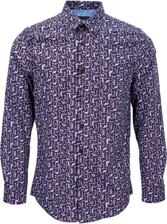 Lords of Harlech Mens Morris Geo Tulip Shirt In Plum