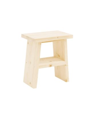 Deco Wood Mesita de noche o auxiliar madera maciza en tono natural de 45x39cm