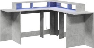 vidaXL Vidaxl - Escritorio con led madera ingeniería gris hormigón 152x152x91cm