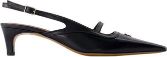 Maison Kitsun&eacute; Zwarte Leren Slingback Pumps met Puntneus - Dames - Pumps - Zwart - 39 EU - Leer - Schoenen