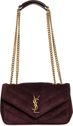 Saint Laurent Small Loulou Chain Leather Shoulder Bag in Smoky Burgundy at Nordstrom