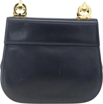 Ferragamo Pre-owned Gancini Chain Shoulder Bag - Dames - Vintage Schoudertas - Blauw - ONE Size - Leer - Vintage
