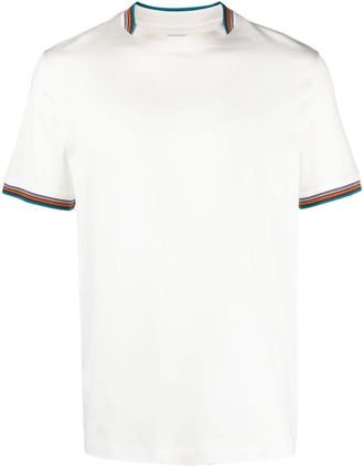 Paul Smith stripe-trim cotton T-shirt - men - Cotton - M - White
