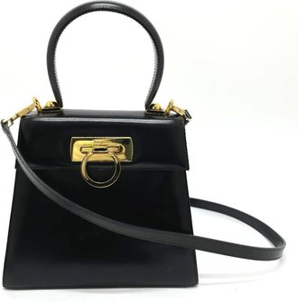 Ferragamo Gancini Leather Handbag Shoulder Bag (Pre-Owned)