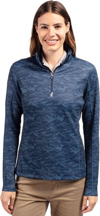 Cutter & Buck Traverse Camo Print Stretch Quarter Zip Womens Pullover Jacket