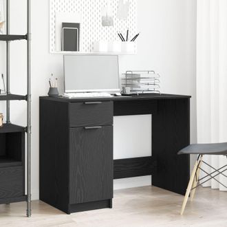 Berkfield Home Black Oak Desk - 100x50x75 cm - Made of Engineered Wood | Size: 100 x 50 x 75 cm