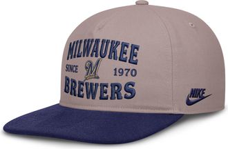 Nike Milwaukee Brewers Cooperstown Pro Nike Mens MLB A-Frame Adjustable Hat in Brown | NB1B0KJ9MIB-HG2