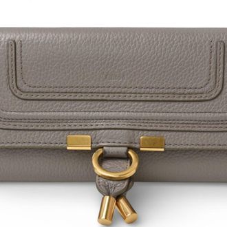 Chlo&eacute; Marcie Gray Leather Long Wallet (Tri-Fold) (Pre-Owned)
