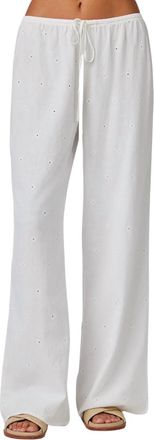 Bella Dahl Womens Embroidery Wide Leg Pant In White