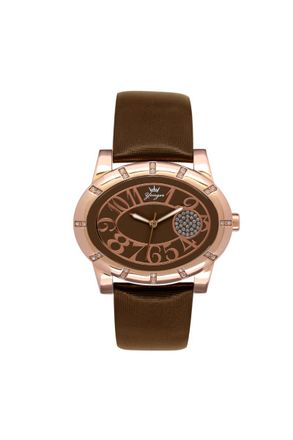 Yonger & Bresson Womens and Bresson: Brown Leather Band with Rose Gold Bezel and Numerals Watch - One Size