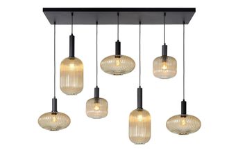 Lucide MALOTO Dimmable Adjustable Indoor Retro Bar Pendant Light 7xE27 in Orange