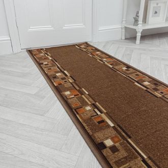 Runrug Hallway Runner Rug - Non-Slip, Hardwearing, 5.4mm - Bombay in Dark Brown | Size: 80 cm x 360 cm